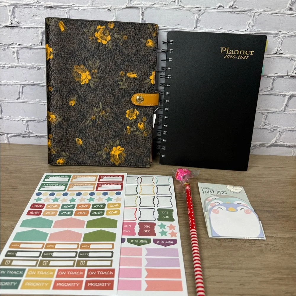 Coach Notebook yellow flowers with a free Planner Set Price Is firm - Picture 1 of 16